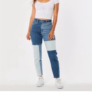 Nwt Hollister Ultra High Rise Patchwork Mom Jeans in Medium Wash size 24